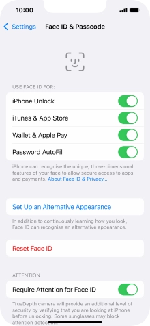 Press the indicators next to the required settings to turn them on or off.