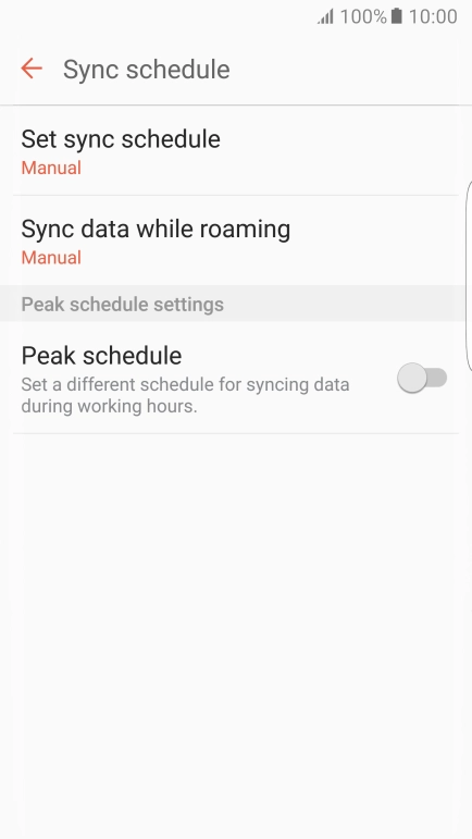 Press Set sync schedule'. Press Set sync schedule'.