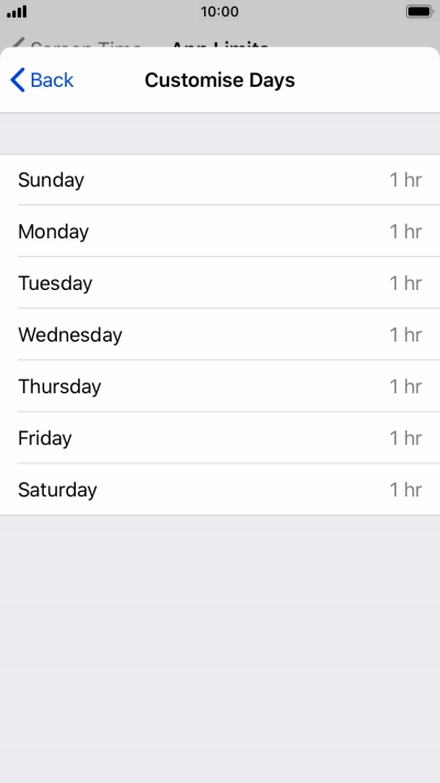 Press the required days.