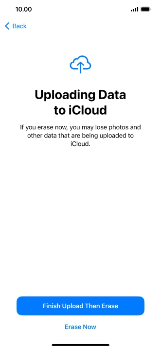 Press the required setting.