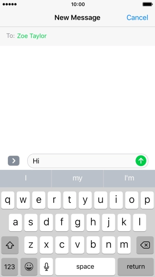 Press the send icon when you've finished your text message.