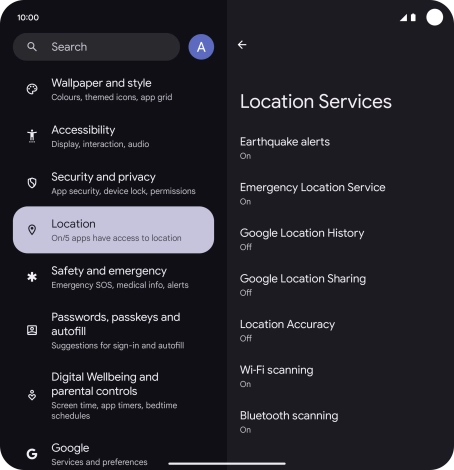 Press Location Accuracy.