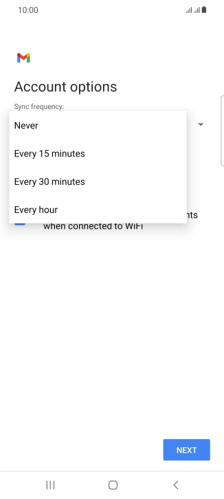 Press the required setting.