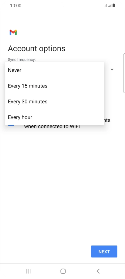 Press the required setting.