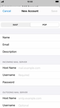 Press Host Name and key in the name of your email provider's incoming server.