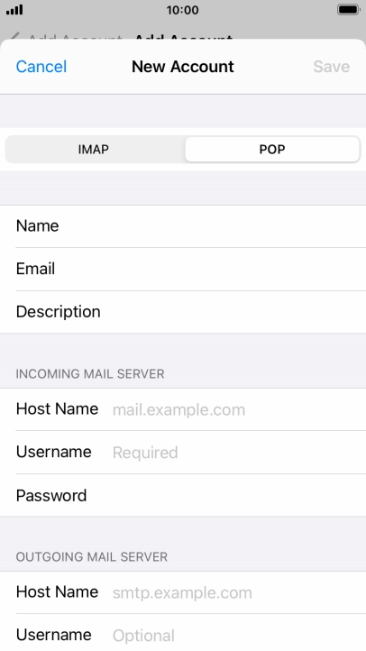 Press Host Name and key in the name of your email provider's incoming server.