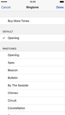 Once you've found a ring tone you like, press Done.