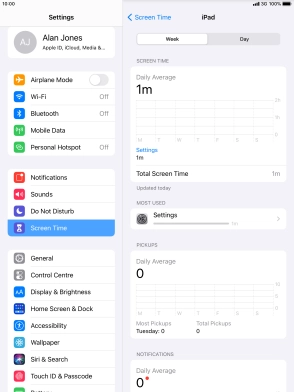 The use for the past week is displayed next to Total Screen Time.
