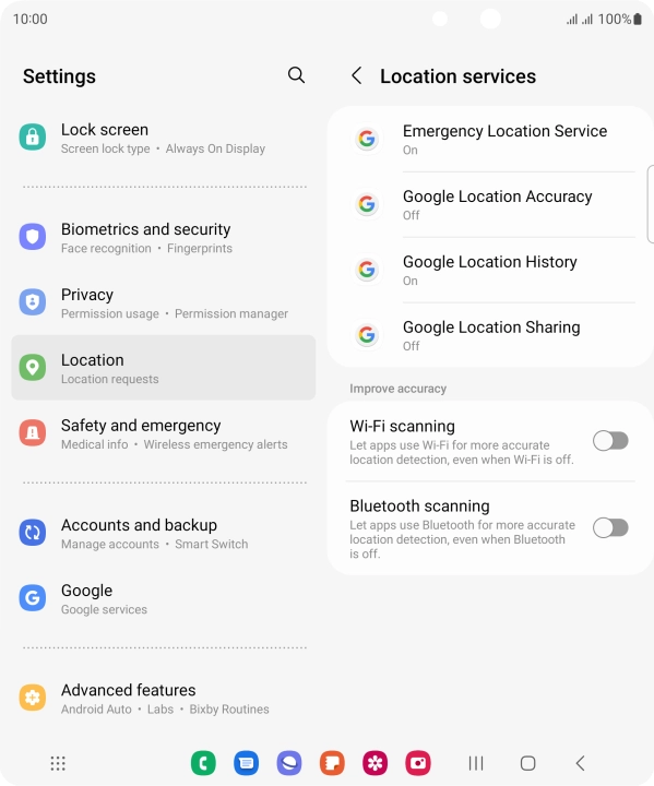 Press Google Location Accuracy.