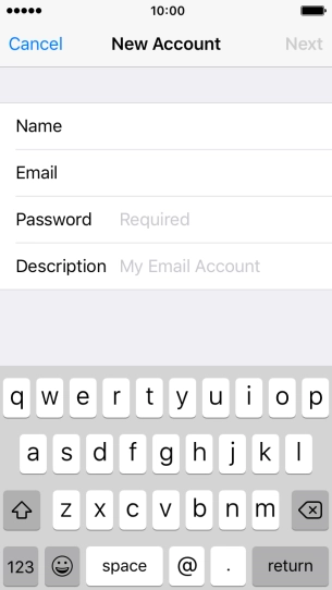 Press Password and key in the password for your email account.