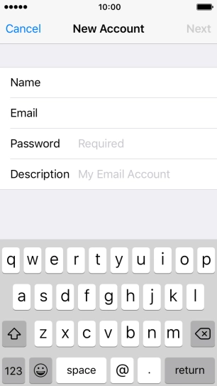 Press Password and key in the password for your email account.