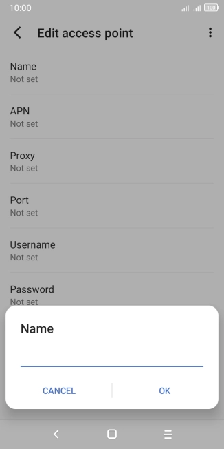 Key in Vodafone Internet and press OK.