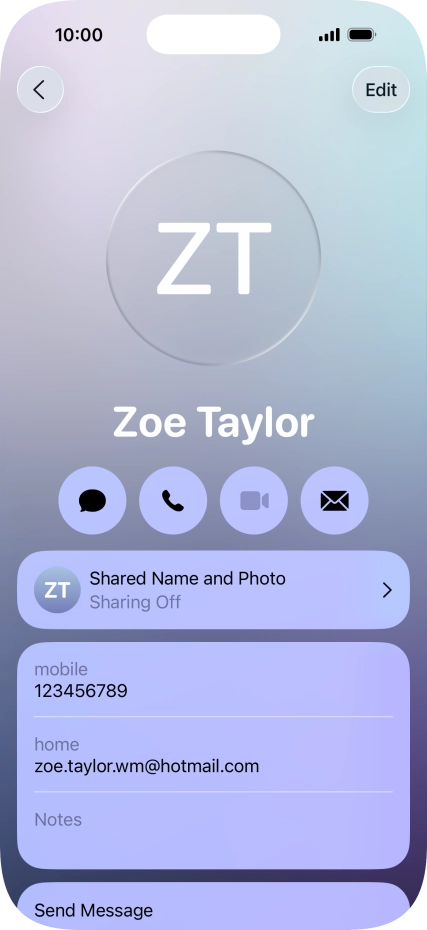 Press Shared Name and Photo.