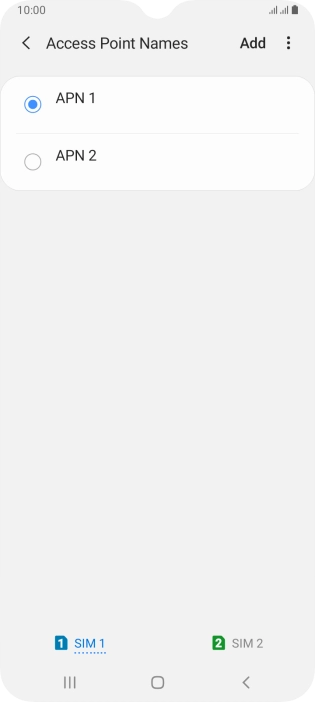 Press the field next to the data connection to activate it.