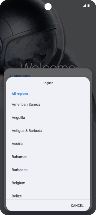 Press the required country or area. Press the required country or area.