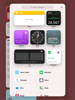 Press the required widget.