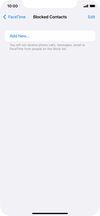 Press Add New... and follow the instructions on the screen to block a contact.