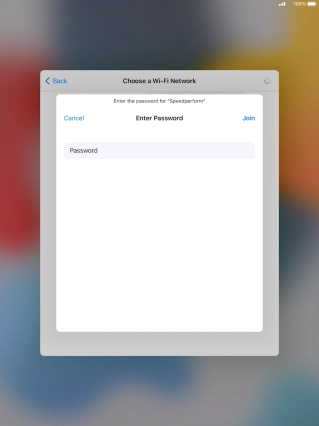 Key in the password for the Wi-Fi network and press Join.