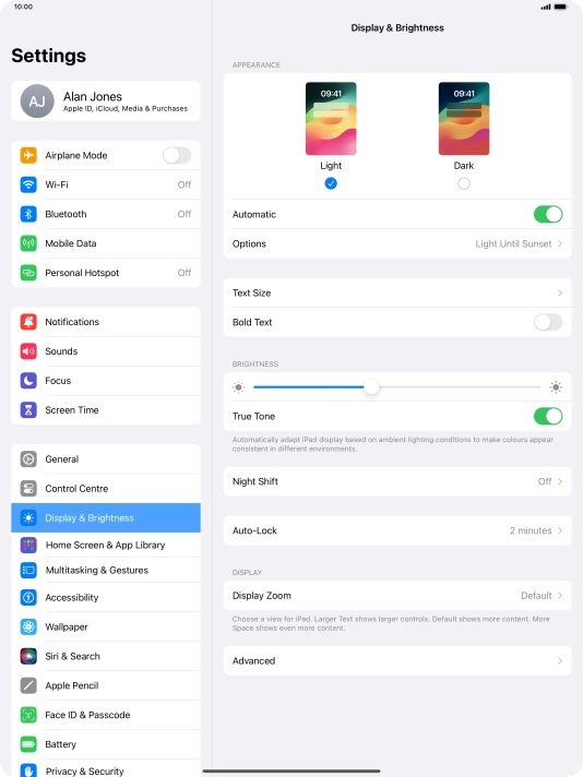 If you turn on the function, press Options and follow the instructions on the screen to select the required period of time for Dark Mode. If you turn on the function, press Options and follow the instructions on the screen to select the required period of time for Dark Mode.