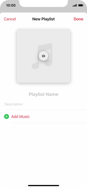 Press the text input field and key in a name for the playlist.