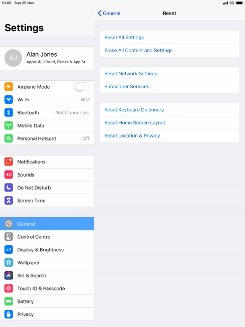 Press Reset All Settings.