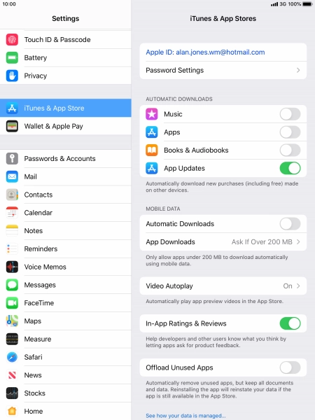 Press the indicators next to the required content types to turn the function on or off.