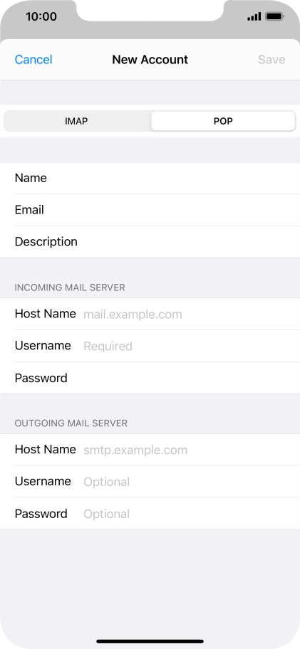 Press Host Name and key in the name of your email provider's incoming server.
