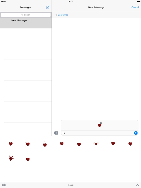 Press the send icon when you've finished your iMessage.