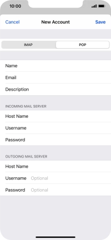 Press Username and key in the username for your email account. Please note that if you're using Vodafone's outgoing server, leave the username field empty.