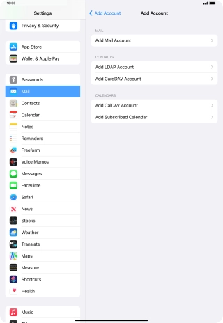 Press Add Mail Account.