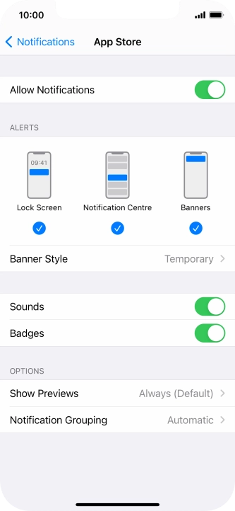 Press the indicator next to 