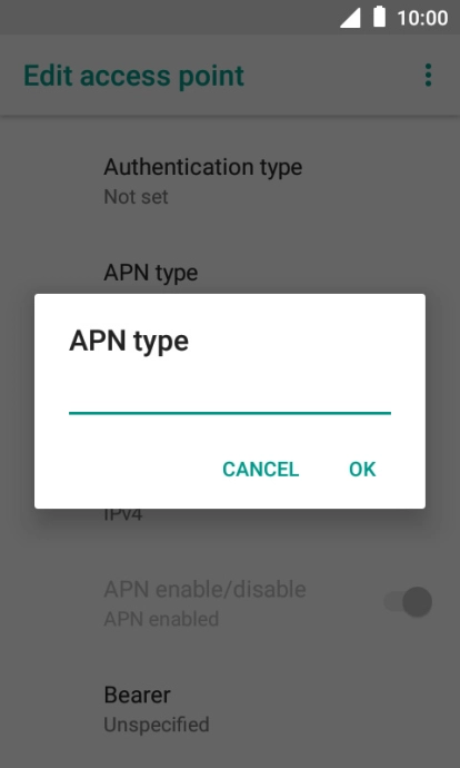 Key in default and press OK.