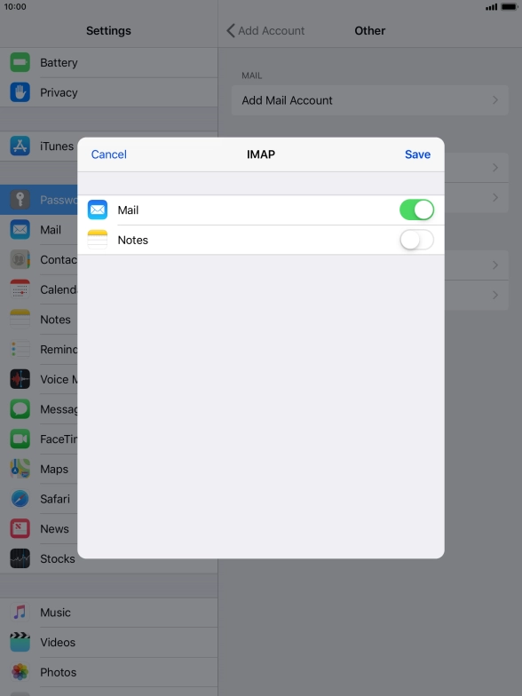 Press Save. Your email account has now been set up. To select more settings for incoming and outgoing server, proceed with the following steps. Press Save. Your email account has now been set up. To select more settings for incoming and outgoing server, proceed with the following steps.