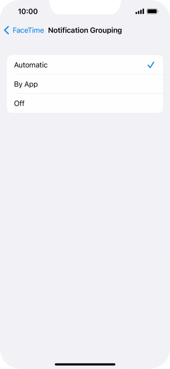 Press the required setting.