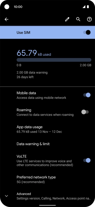 Press Preferred network type.
