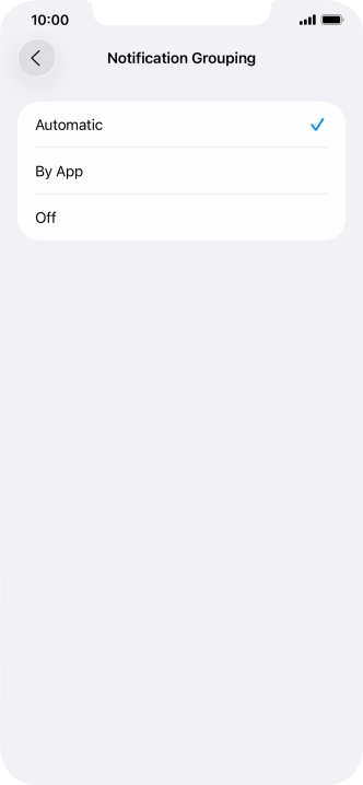 Press the required setting.