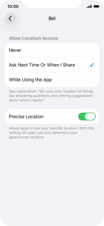 Press the required setting to turn the function on or off.