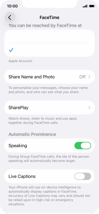 Press the required setting below 