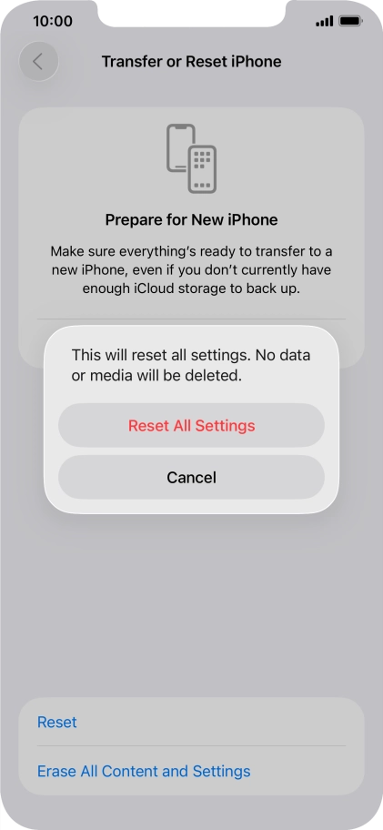 Press Reset All Settings.