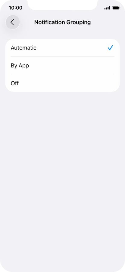 Press the required setting.