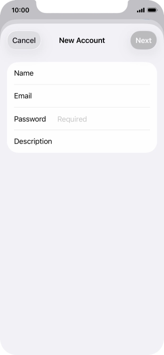 Press Password and key in the password for your email account.