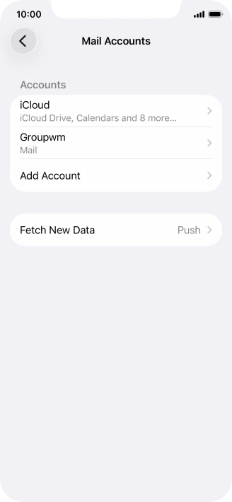 Press the name of the email account you've just set up.