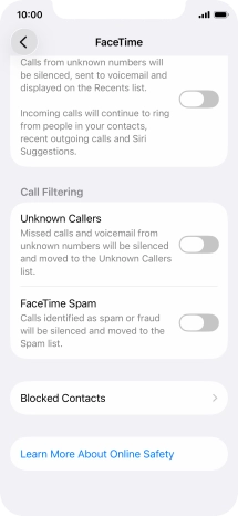 Press Blocked Contacts.