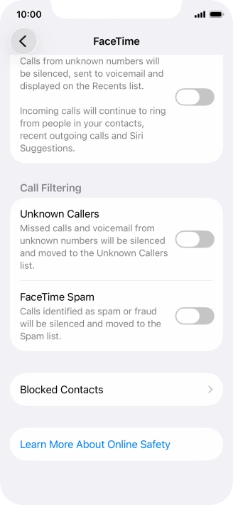 Press Blocked Contacts.