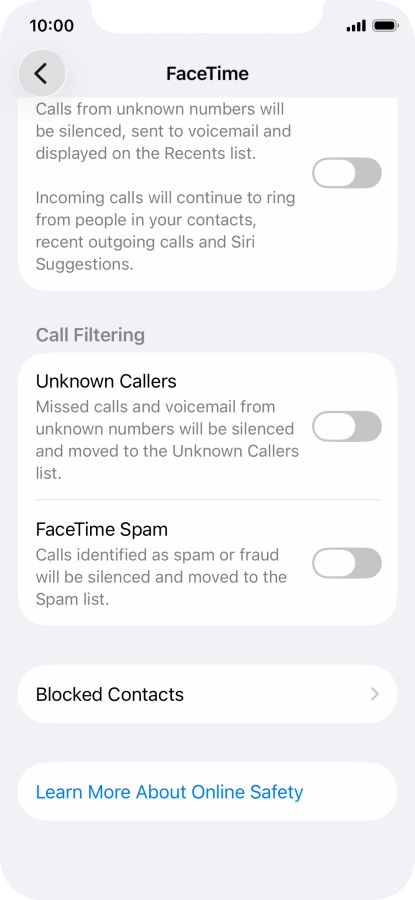 Press Blocked Contacts.