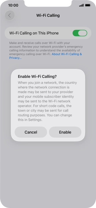 If you turn on the function, press Enable.