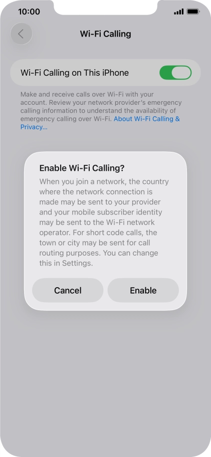 If you turn on the function, press Enable.