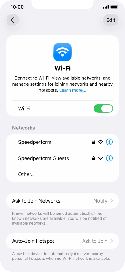 Press the required Wi-Fi network and key in the password for the Wi-Fi network.