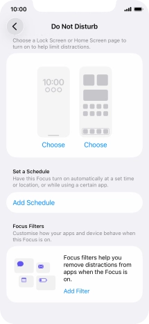 Press Add Schedule and follow the instructions on the screen to select settings for automatic activation of Do Not Disturb.