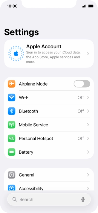 Press Apple Account.